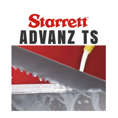 Starrett Advanz TS band saw blade cutting through metal