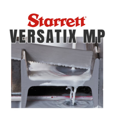 Starrett Versatix MP band saw blade cutting through metal